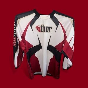Thor Burgundy and White Racing Jersey Unisex Youth XL Dirt Bike MTB MX Moto Top